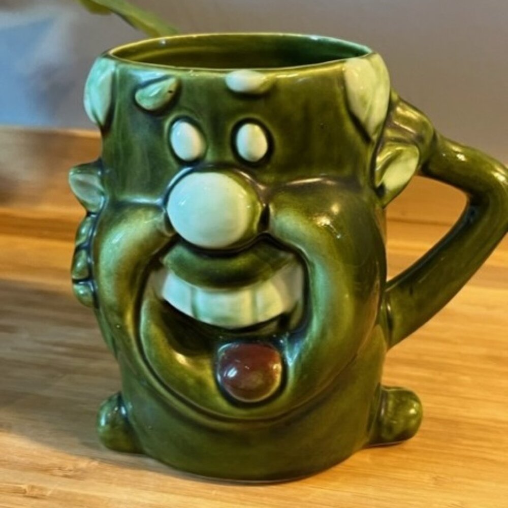 Very Rare Funny Happy Ugly Face Mug MCM 1950's Made Japan VTG
